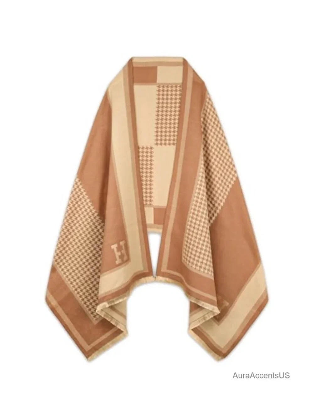 Pashmina Texture Silky Shawl Wrap Evening Poncho Cape Blanket Open Front